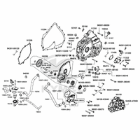 Gehäusedeckel links, Wasserpumpe, Thermostat & Sensor Tachosignal