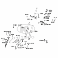 Gabelbrücke, Lenkkopflager, Gabel & Kotflügel