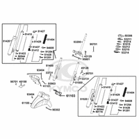 Gabelbrücke, Lenkkopflager, Gabel & Kotflügel