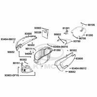 Hintere Seitenverkleidungen, Helmfach & Gepäckträger