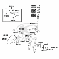 Gabelbrücke, Lenkkopflager, Gabel & Kotflügel