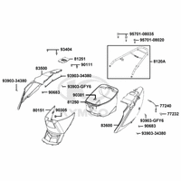 Hintere Seitenverkleidungen, Helmfach & Gepäckträger