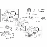 Gabelbrücke, Lenkkopflager, Gabel & Kotflügel