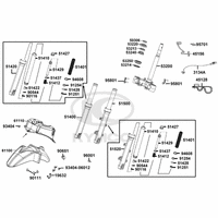 Gabelbrücke, Lenkkopflager, Gabel & Kotflügel
