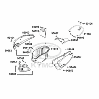 Hintere Seitenverkleidungen, Helmfach & Gepäckträger