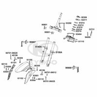 Gabelbrücke, Lenkkopflager, Gabel & Kotflügel