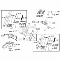 Gabelbrücke, Lenkkopflager, Gabel & Kotflügel