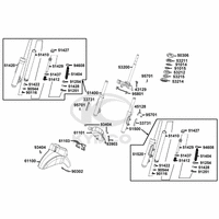 Gabelbrücke, Lenkkopflager, Gabel & Kotflügel