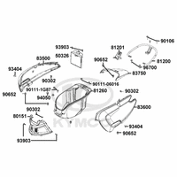 Hintere Seitenverkleidungen, Helmfach & Gepäckträger