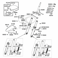 Gabelbrücke, Lenkkopflager, Gabel & Kotflügel