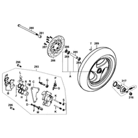 Vorderrad mit Bremssattel