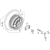 Hinterrad mit Bremse