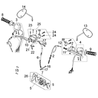 Anbauteile Lenker, Spiegel & Bremse vorne