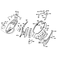 Hintere Verkleidungen, Helmbox & Sitzschloss